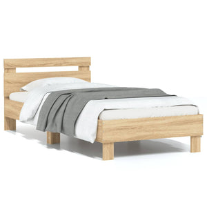 Bed Frame with Headboard Sonoma Oak 75x190 cm Small Single Engineered wood