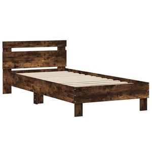 Bed Frame with Headboard Smoked Oak 75x190 cm Small Single Engineered wood