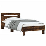 Bed Frame with Headboard Smoked Oak 75x190 cm Small Single Engineered wood