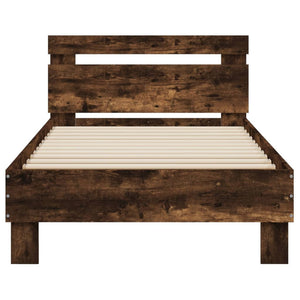 Bed Frame with Headboard Smoked Oak 75x190 cm Small Single Engineered wood