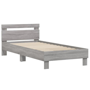 Bed Frame with Headboard Grey Sonoma 75x190 cm Small Single Engineered wood