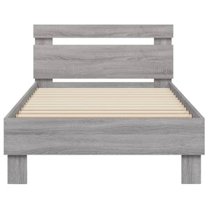 Bed Frame with Headboard Grey Sonoma 75x190 cm Small Single Engineered wood