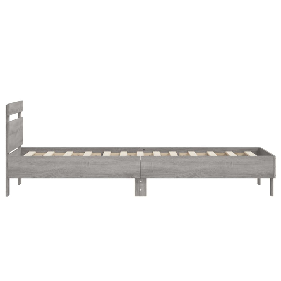 Bed Frame with Headboard Grey Sonoma 75x190 cm Small Single Engineered wood