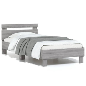 Bed Frame with Headboard Grey Sonoma 75x190 cm Small Single Engineered wood