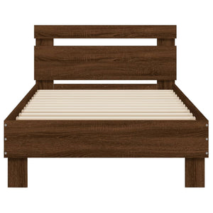 Bed Frame with Headboard Brown Oak 75x190 cm Small Single Engineered wood