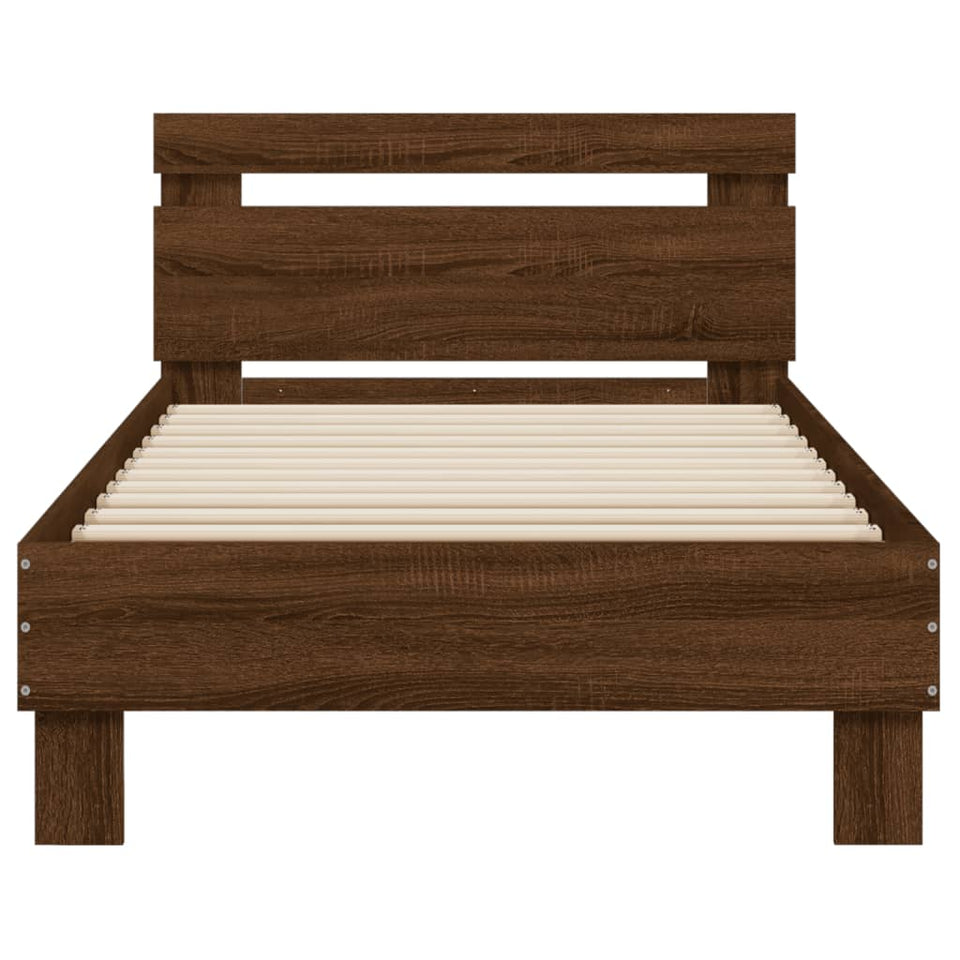 Bed Frame with Headboard Brown Oak 75x190 cm Small Single Engineered wood