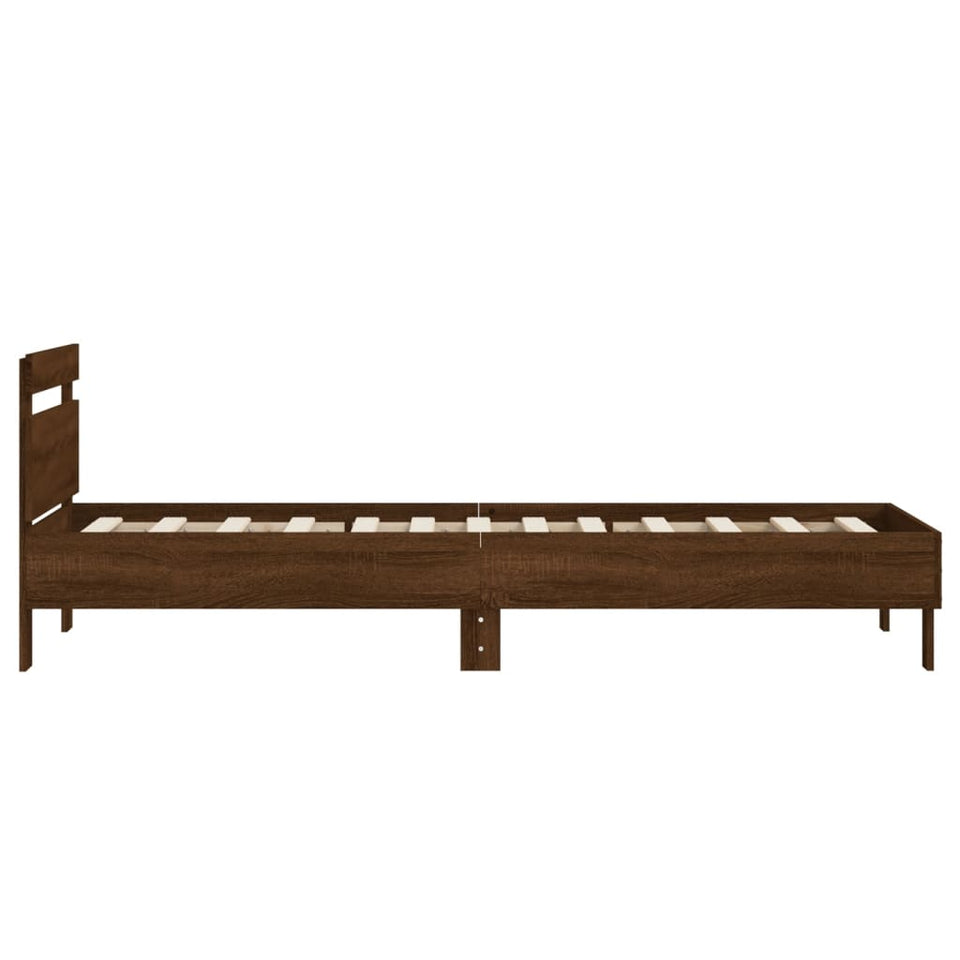 Bed Frame with Headboard Brown Oak 75x190 cm Small Single Engineered wood