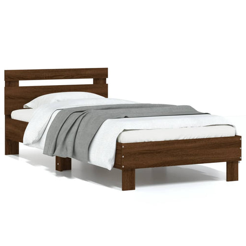 Bed Frame with Headboard Brown Oak 75x190 cm Small Single Engineered wood