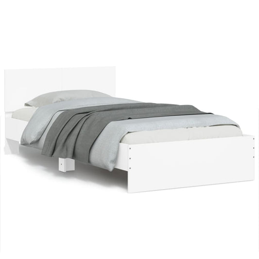 Bed Frame without Mattress with Headboard White 100x200 cm