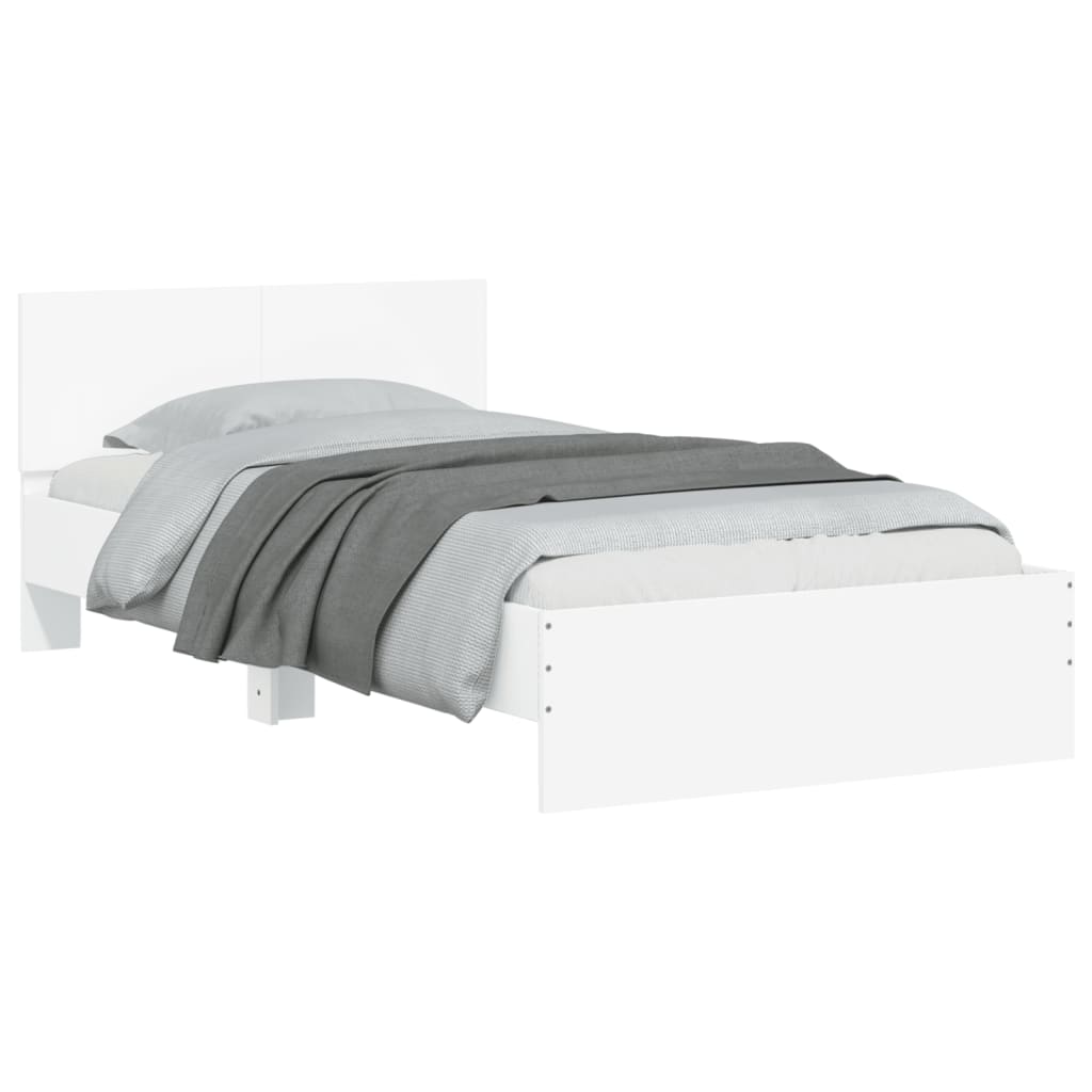 Bed Frame without Mattress with Headboard White 100x200 cm