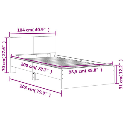 Bed Frame without Mattress with Headboard Smoked Oak 100x200 cm