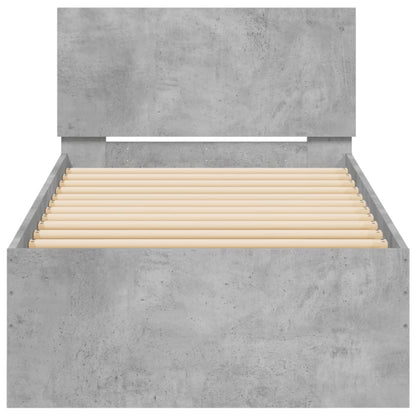 Bed Frame without Mattress with Headboard Concrete Grey 90x200 cm