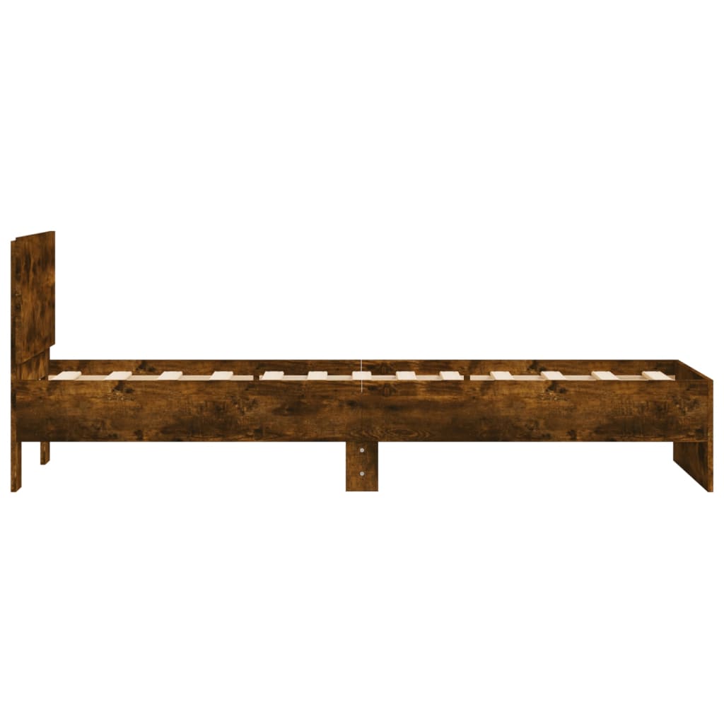 Bed Frame without Mattress with Headboard Smoked Oak 90x200 cm