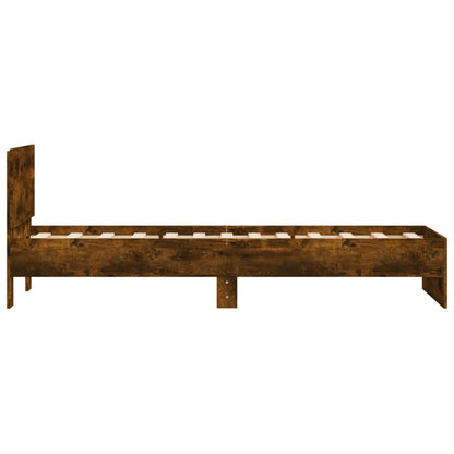 Bed Frame without Mattress with Headboard Smoked Oak 90x200 cm