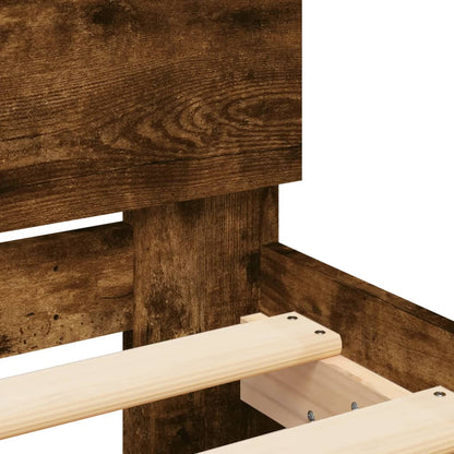 Bed Frame without Mattress with Headboard Smoked Oak 90x200 cm
