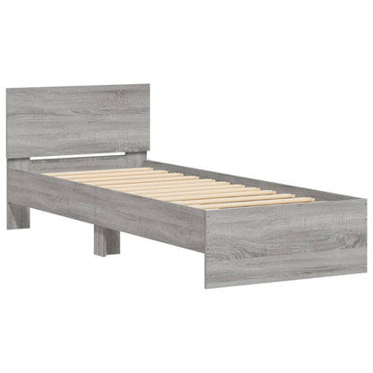 Bed Frame without Mattress with Headboard Grey Sonoma 90x200 cm