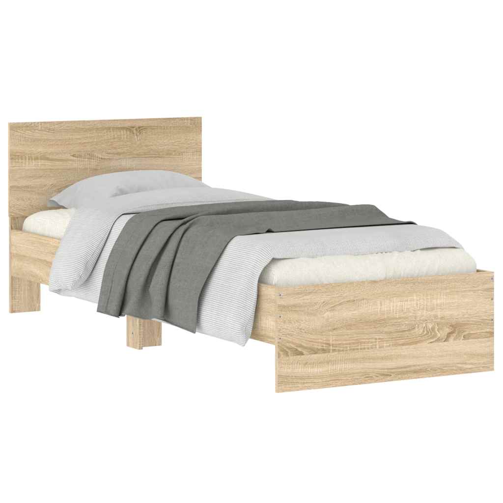 Bed Frame without Mattress with Headboard Sonoma Oak 90x190 cm Single