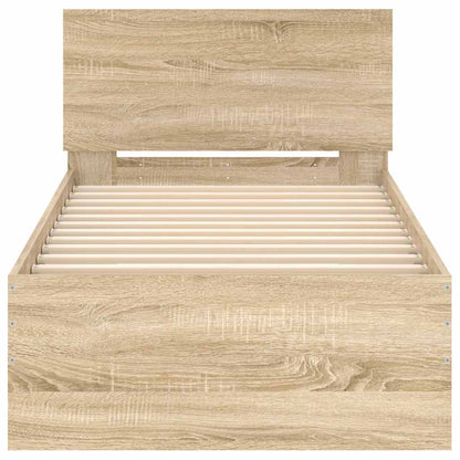 Bed Frame without Mattress with Headboard Sonoma Oak 90x190 cm Single