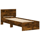 Bed Frame with Headboard Smoked Oak 90x190 cm Single Engineered wood