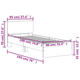 Bed Frame with Headboard Smoked Oak 90x190 cm Single Engineered wood