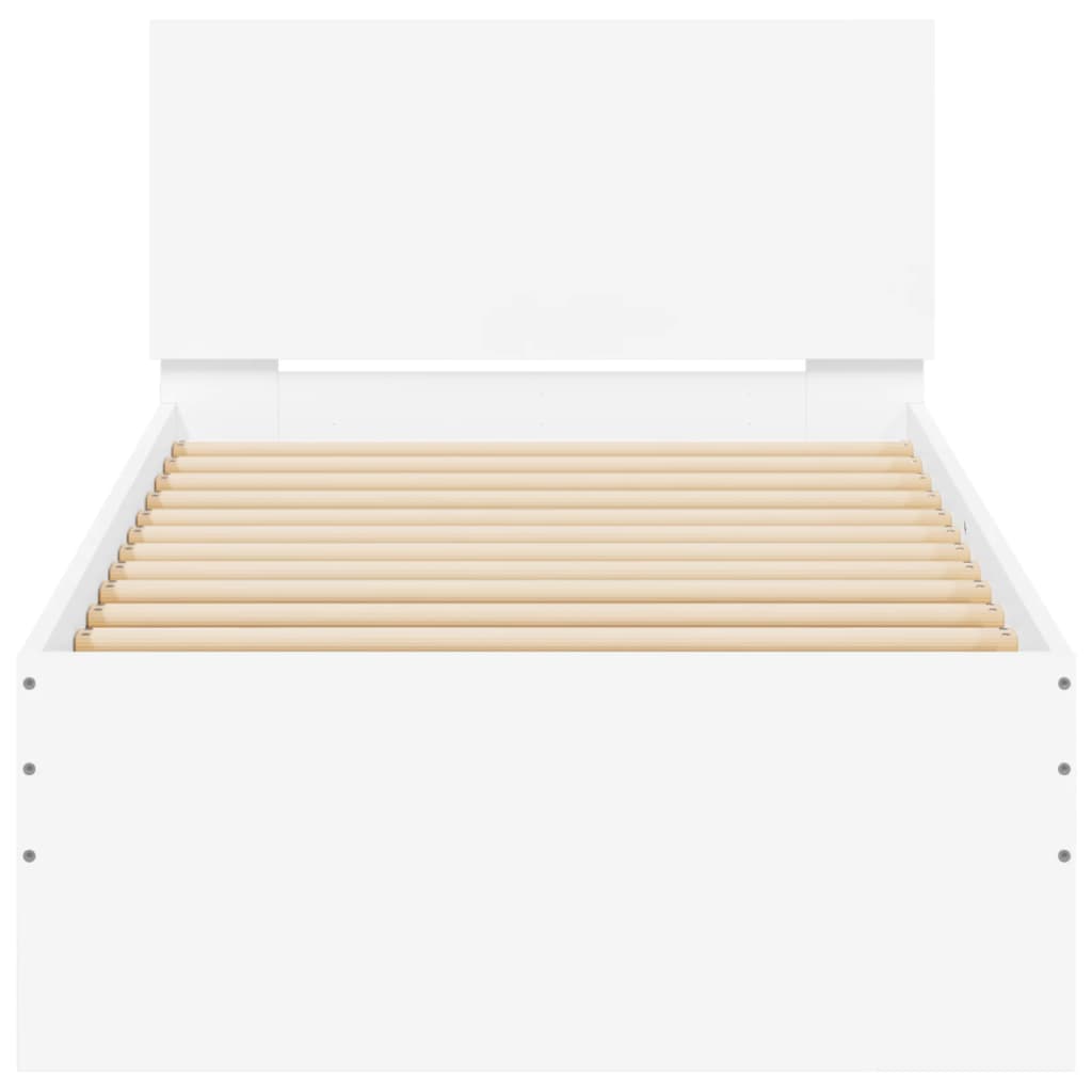 Bed Frame without Mattress with Headboard White 75x190 cm Small Single
