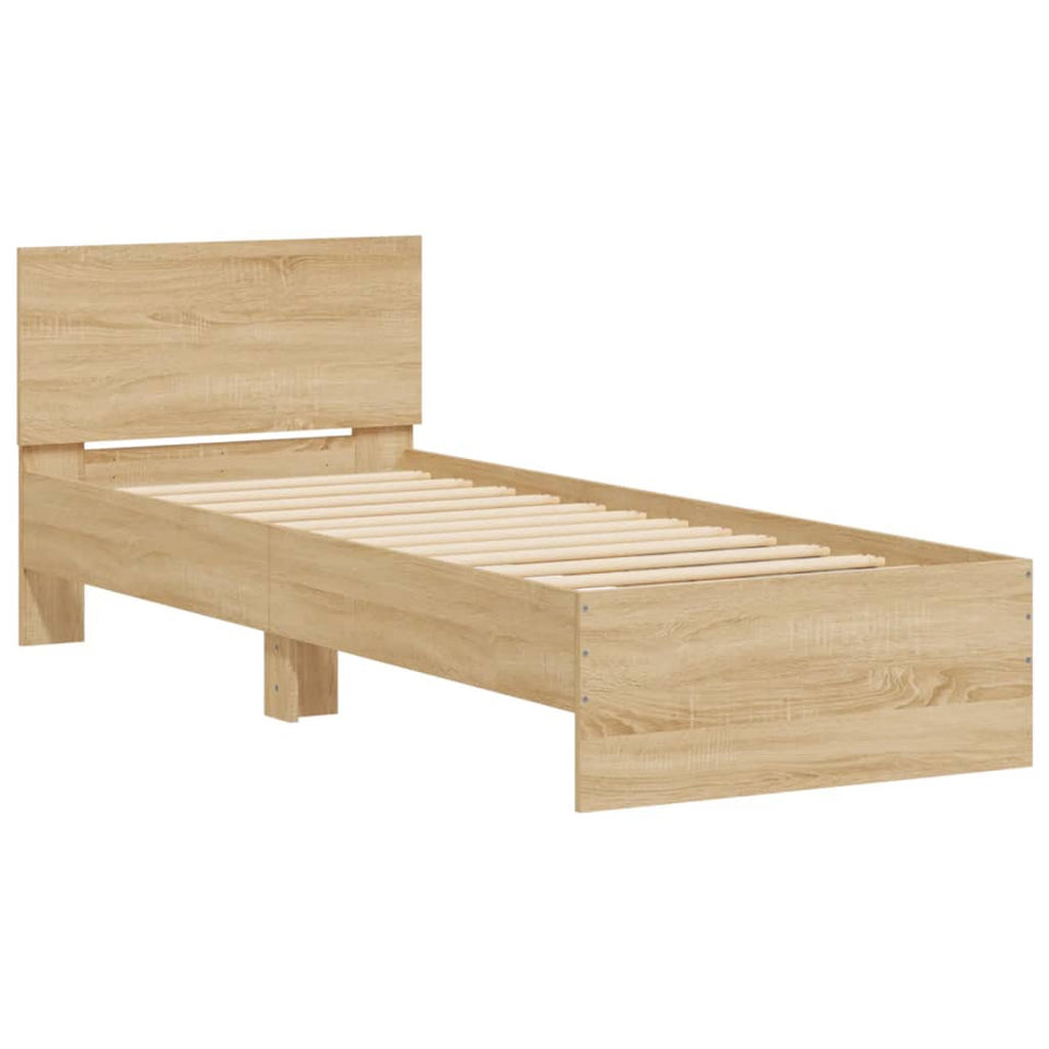 Bed Frame with Headboard Sonoma Oak 75x190 cm Small Single Engineered wood