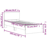 Bed Frame with Headboard Sonoma Oak 75x190 cm Small Single Engineered wood