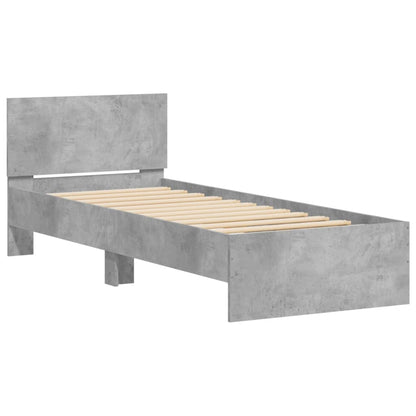 Bed Frame without Mattress with Headboard Concrete Grey 75x190 cm Small Single