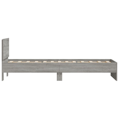 Bed Frame without Mattress with Headboard Grey Sonoma 75x190 cm Small Single