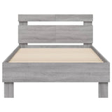 Bed Frame with Headboard and LED Lights Grey Sonoma 100x200 cm