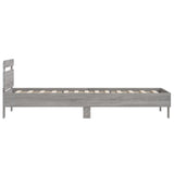 Bed Frame with Headboard and LED Lights Grey Sonoma 100x200 cm