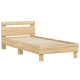 Bed Frame with Headboard and LED Lights Sonoma Oak 90x200 cm