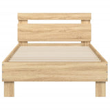 Bed Frame with Headboard and LED Lights Sonoma Oak 90x200 cm