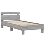 Bed Frame with Headboard and LED Lights Grey Sonoma 90x200 cm