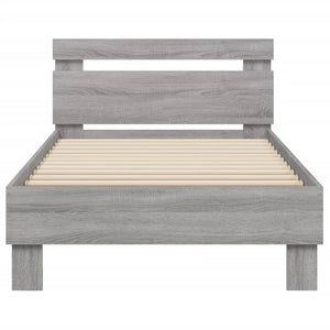 Bed Frame with Headboard and LED Lights Grey Sonoma 90x200 cm