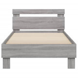 Bed Frame with Headboard and LED Lights Grey Sonoma 90x200 cm