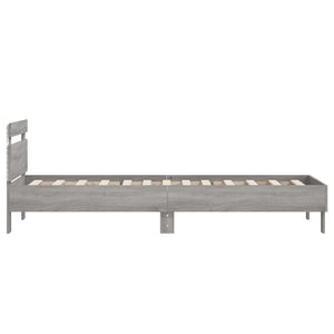 Bed Frame with Headboard and LED Lights Grey Sonoma 90x200 cm