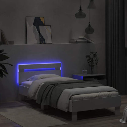 Bed Frame without Mattress with LED Lights White 75x190 cm Small Single