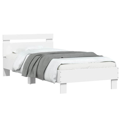 Bed Frame without Mattress with LED Lights White 75x190 cm Small Single