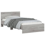 Bed Frame with Headboard and LED Lights Grey Sonoma 100x200 cm