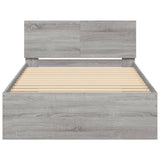 Bed Frame with Headboard and LED Lights Grey Sonoma 100x200 cm