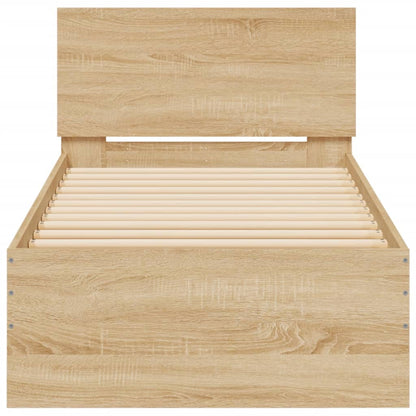 Bed Frame without Mattress with LED Lights Sonoma Oak 90x200 cm