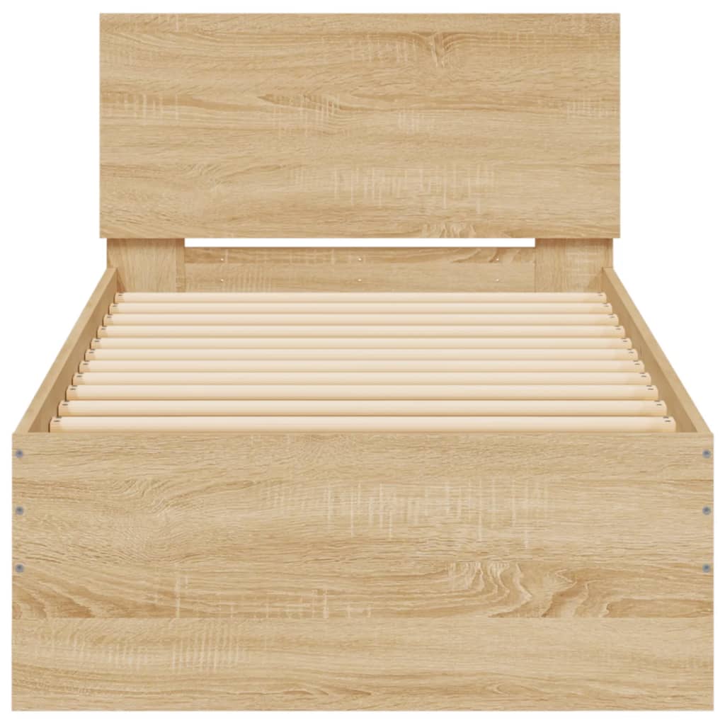 Bed Frame without Mattress with LED Lights Sonoma Oak 90x190 cm Single