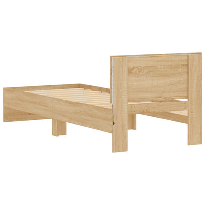 Bed Frame without Mattress with LED Lights Sonoma Oak 90x190 cm Single