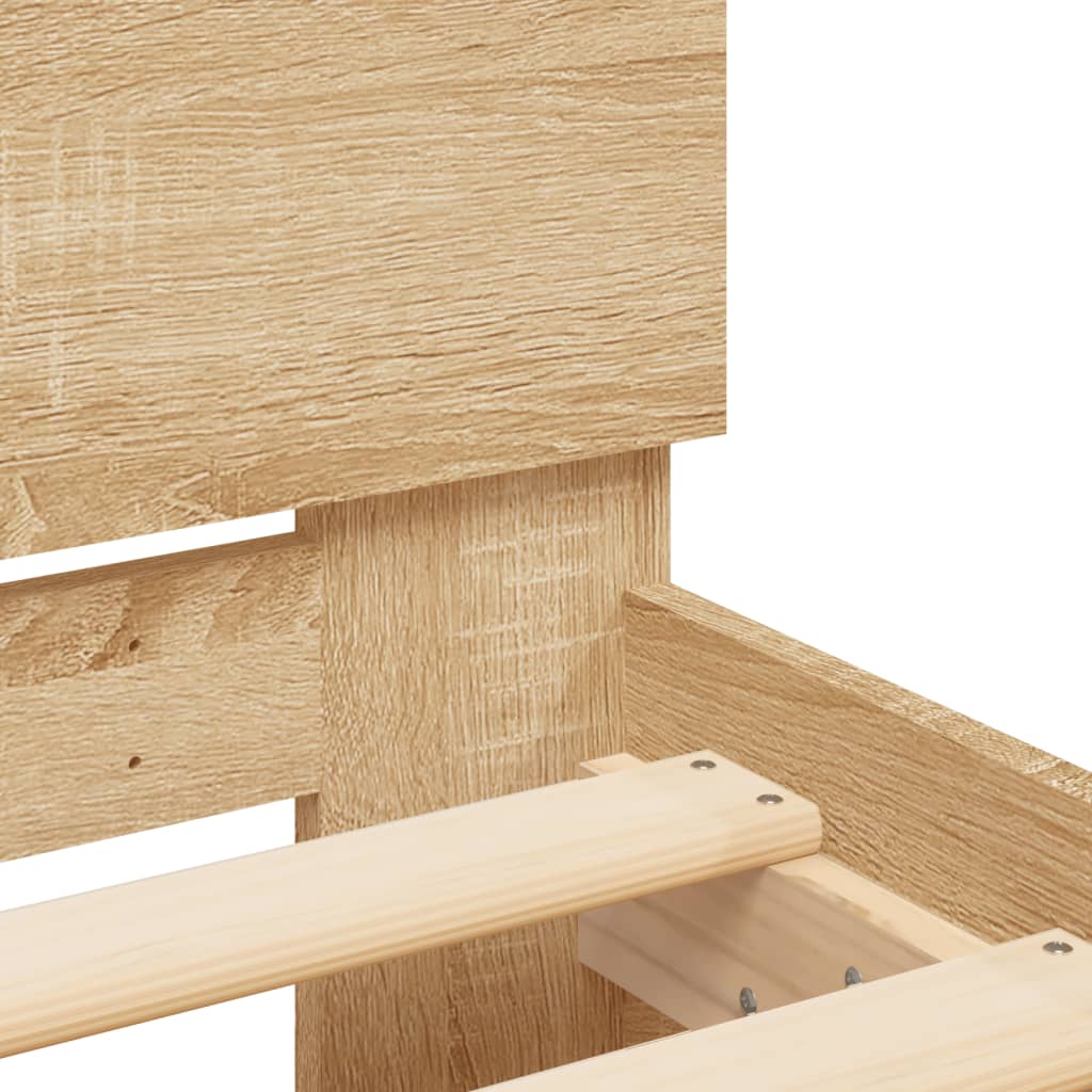 Bed Frame without Mattress with LED Lights Sonoma Oak 90x190 cm Single