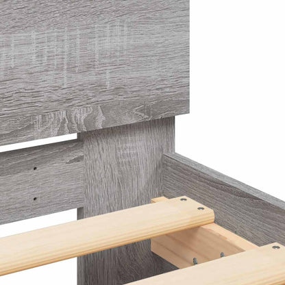 Bed Frame without Mattress with LED Lights Grey Sonoma 90x190 cm Single