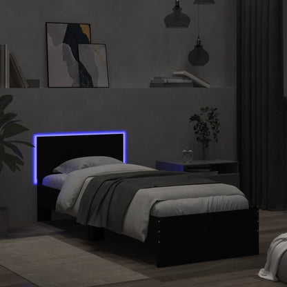 Bed Frame without Mattress with LED Lights Black 75x190 cm Small Single
