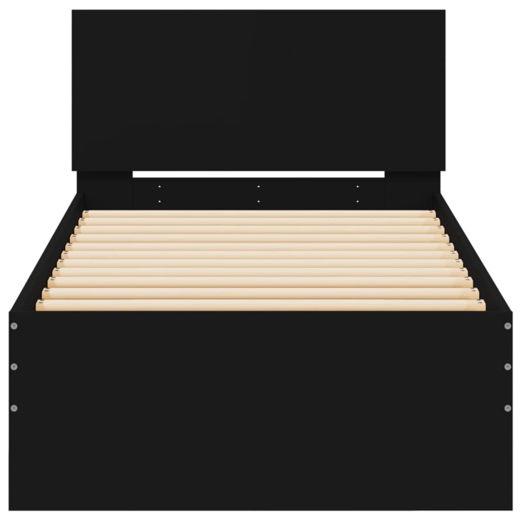 Bed Frame without Mattress with LED Lights Black 75x190 cm Small Single