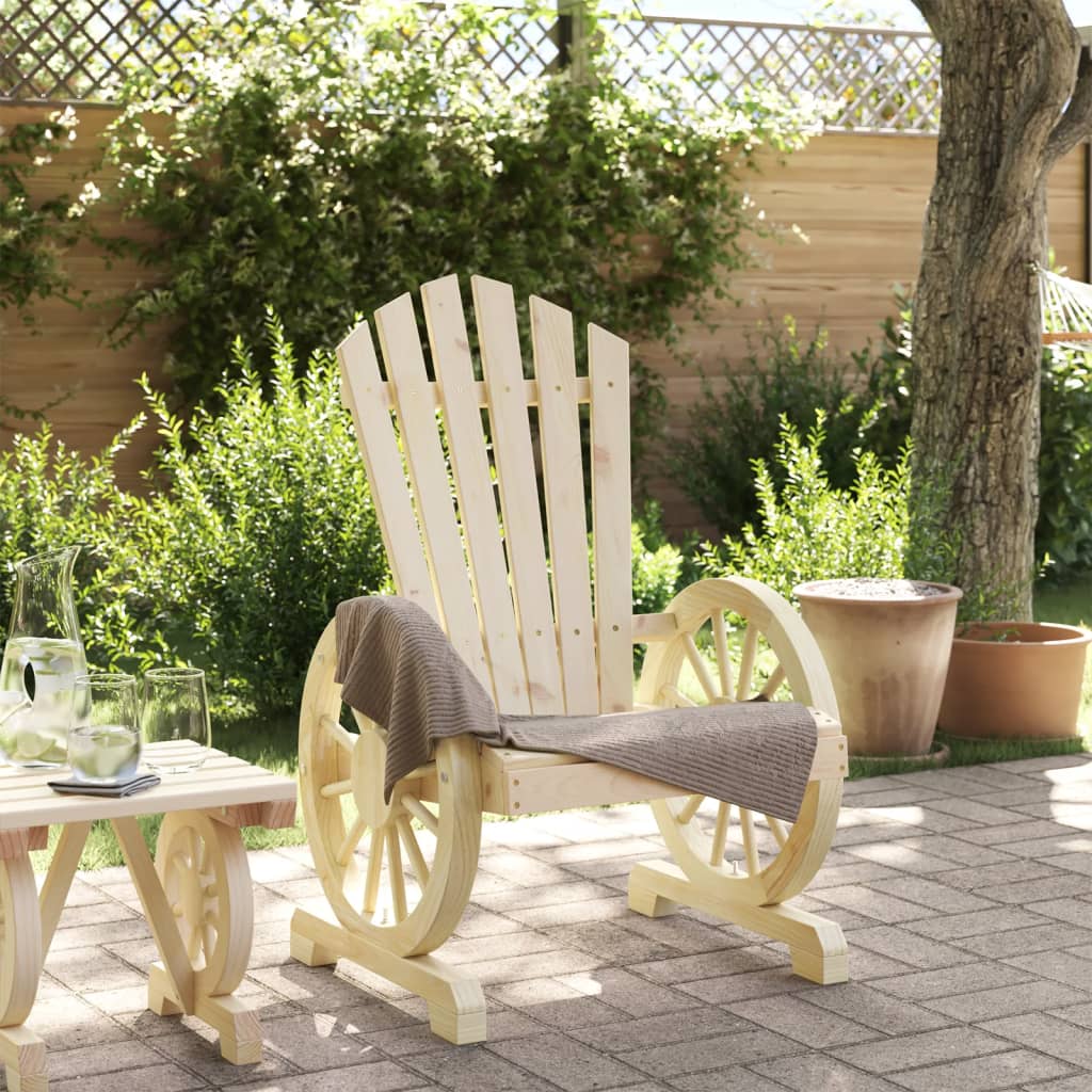 Garden Adirondack Chair Natural Wood Solid Fir Wood Standard