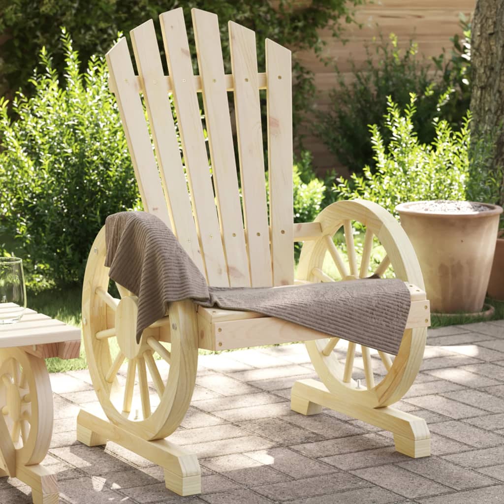 Garden Adirondack Chair Natural Wood Solid Fir Wood Standard